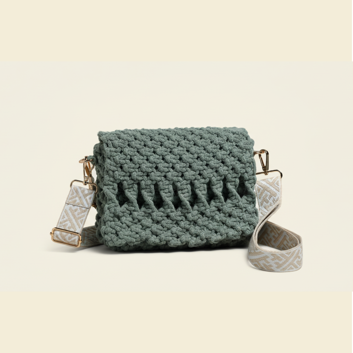 Bolso Esencia · Bandolera de macramé artesanal ·