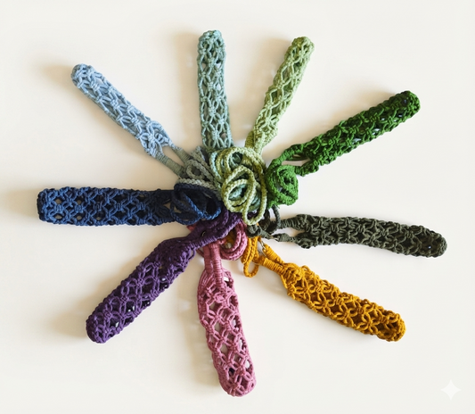 Portabotellas "Vital" · Macramé sostenible para el día a día ·