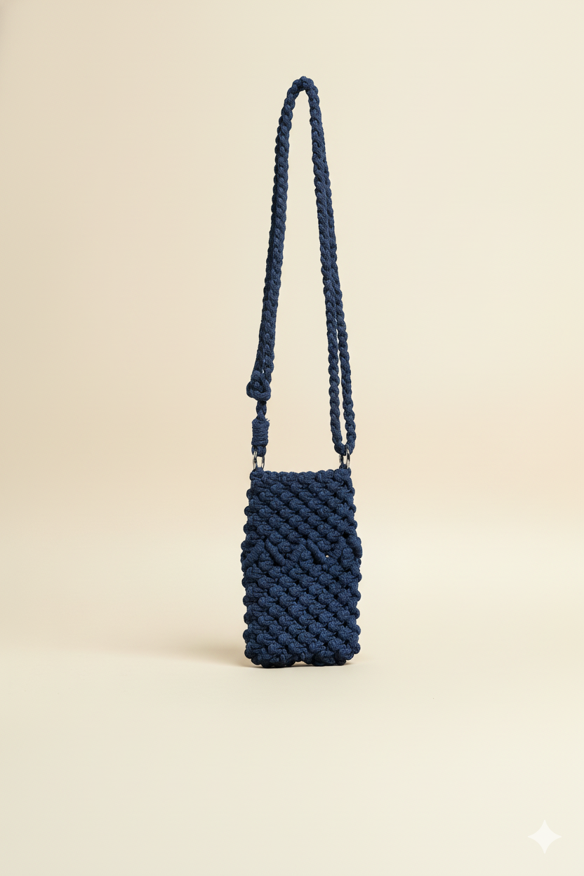 Bolso Latido · Mini bandolera de macramé sostenible ·