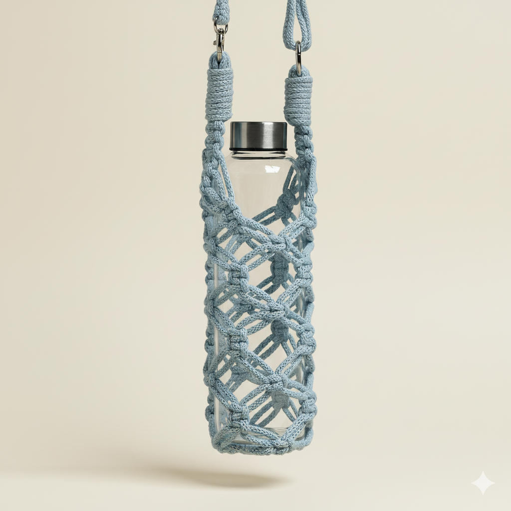 Portabotellas "Vital" · Macramé sostenible para el día a día ·